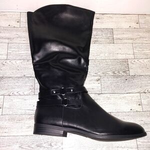 STYLE & COMPANY Womens Black Hardware Detail Wide Calf Padded Kindell Round Toe